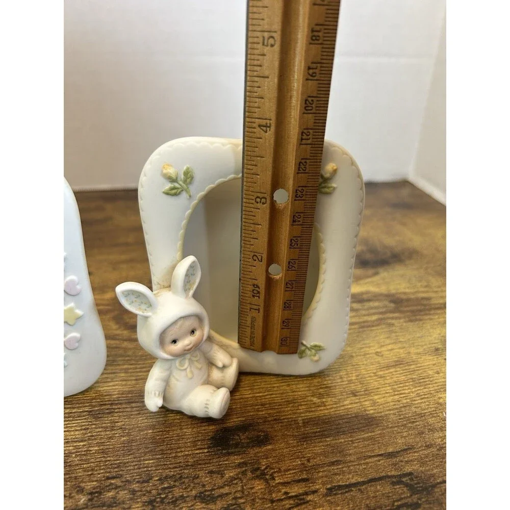Vintage Enesco Morehead Teddy Beddy Bear Lil Fur Bunting Baby Photo Frames Set 2